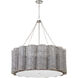 Boracay 6 Light 39 inch Brushed Grey Cane and Nickel Chandelier Ceiling Light