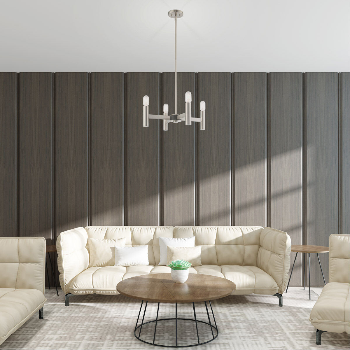 Copenhagen 4 Light 20 inch Brushed Nickel Mini Chandelier Ceiling Light