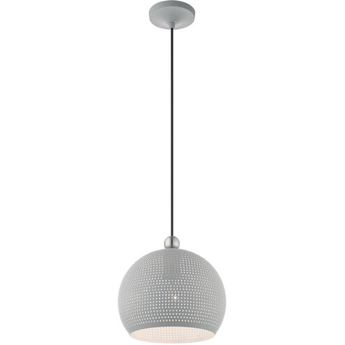 Dublin 1 Light 10 inch Nordic Gray with Brushed Nickel Accents Pendant Ceiling Light
