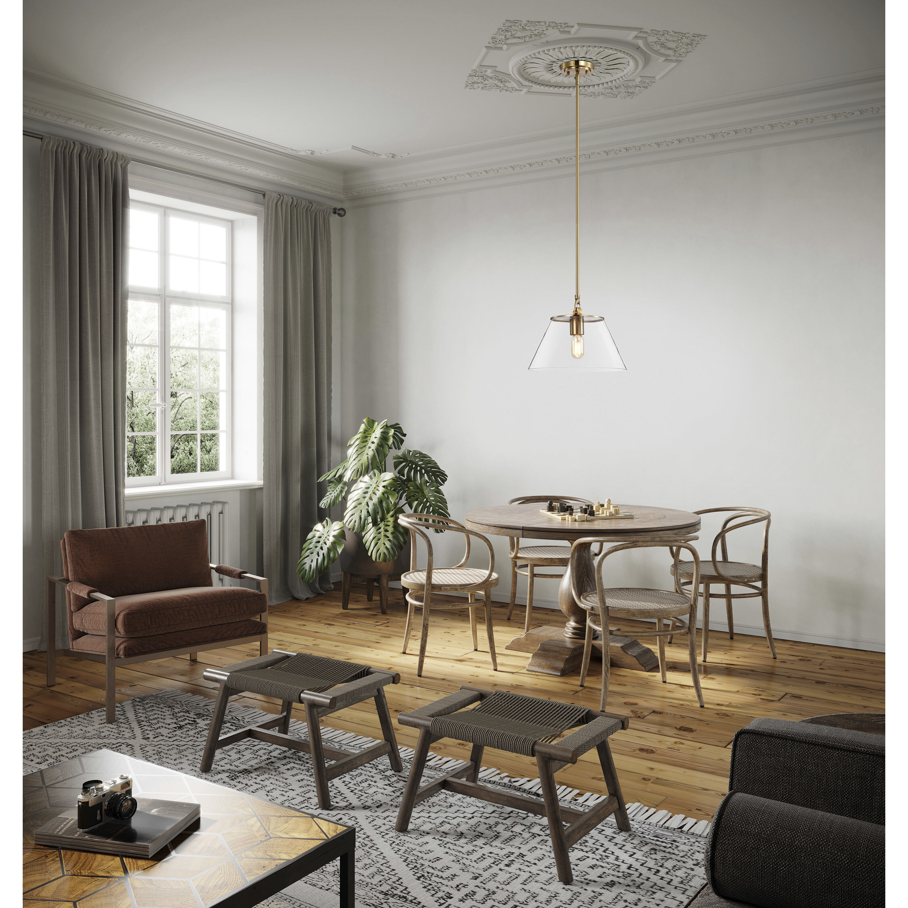 Dover 1 Light 14 inch Vintage Brass Pendant Ceiling Light