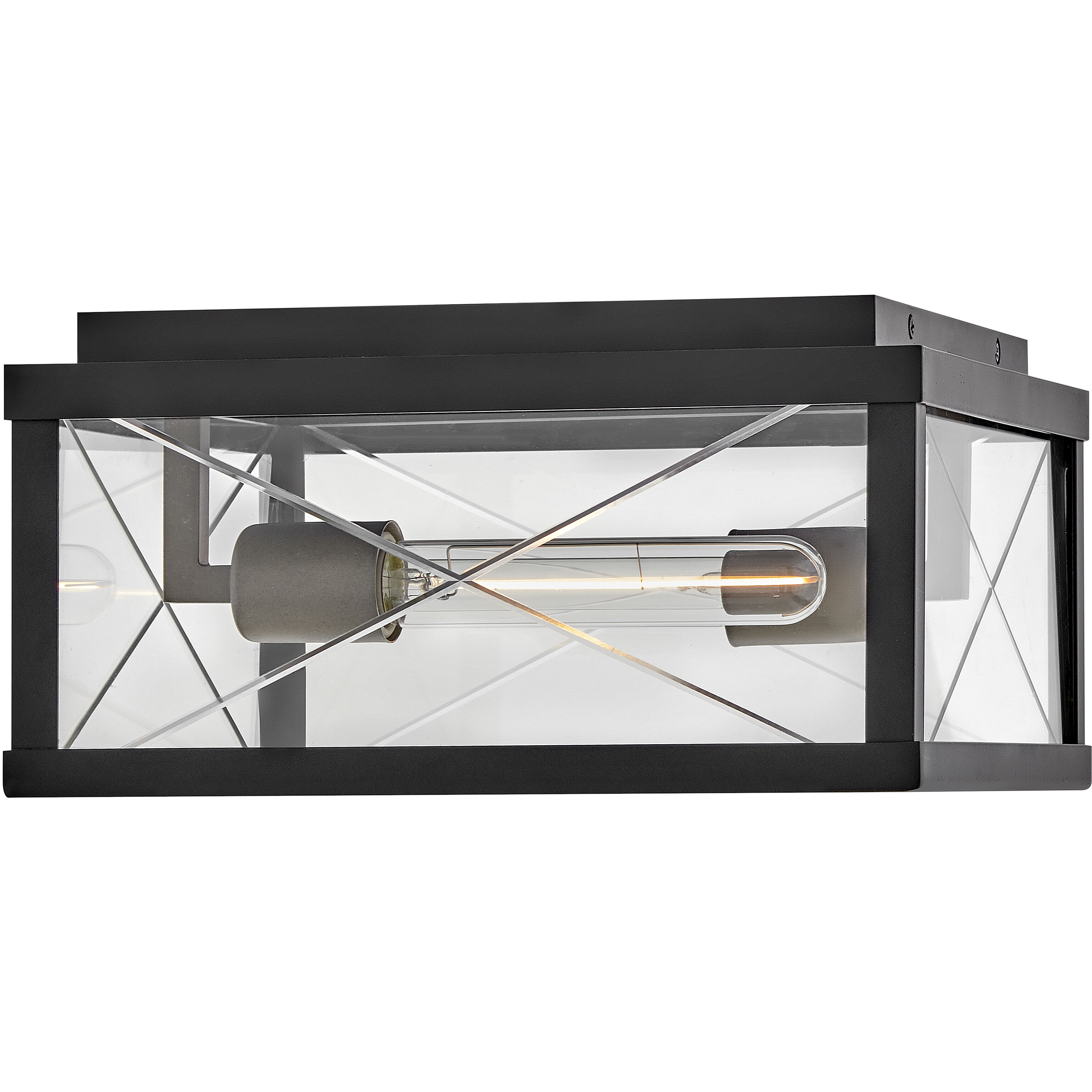 Monte 2 Light 12 inch Black with Burnished Bronze Outdoor Ceiling