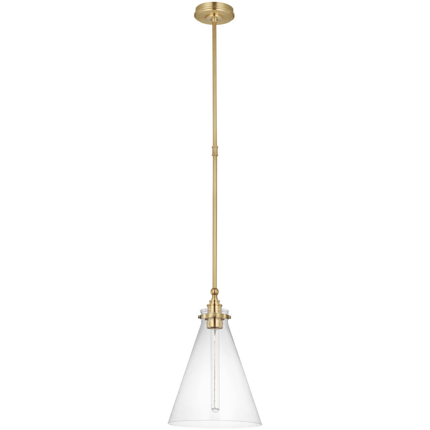 Chapman & Myers Parkington LED 11 inch Antique-Burnished Brass Conical Pendant Ceiling Light
