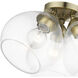 Catania 3 Light 16 inch Antique Brass Semi-Flush Ceiling Light