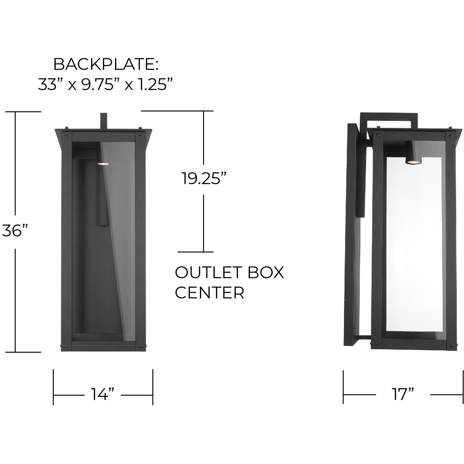 Hunt LED 36 inch Black Outdoor Wall Lantern