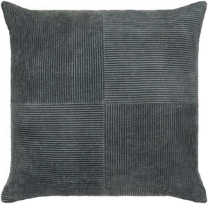 Corduroy Quarters 20 inch Charcoal Pillow Kit, Square
