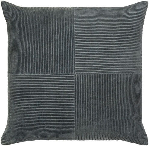 Corduroy Quarters 22 inch Charcoal Pillow Kit, Square