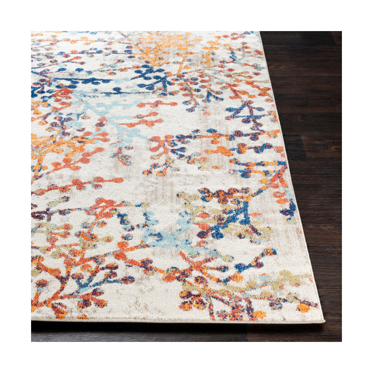 Ararat 87 X 63 inch Aqua/Dark Blue/Bright Orange/Bright Yellow Rugs, Rectangle