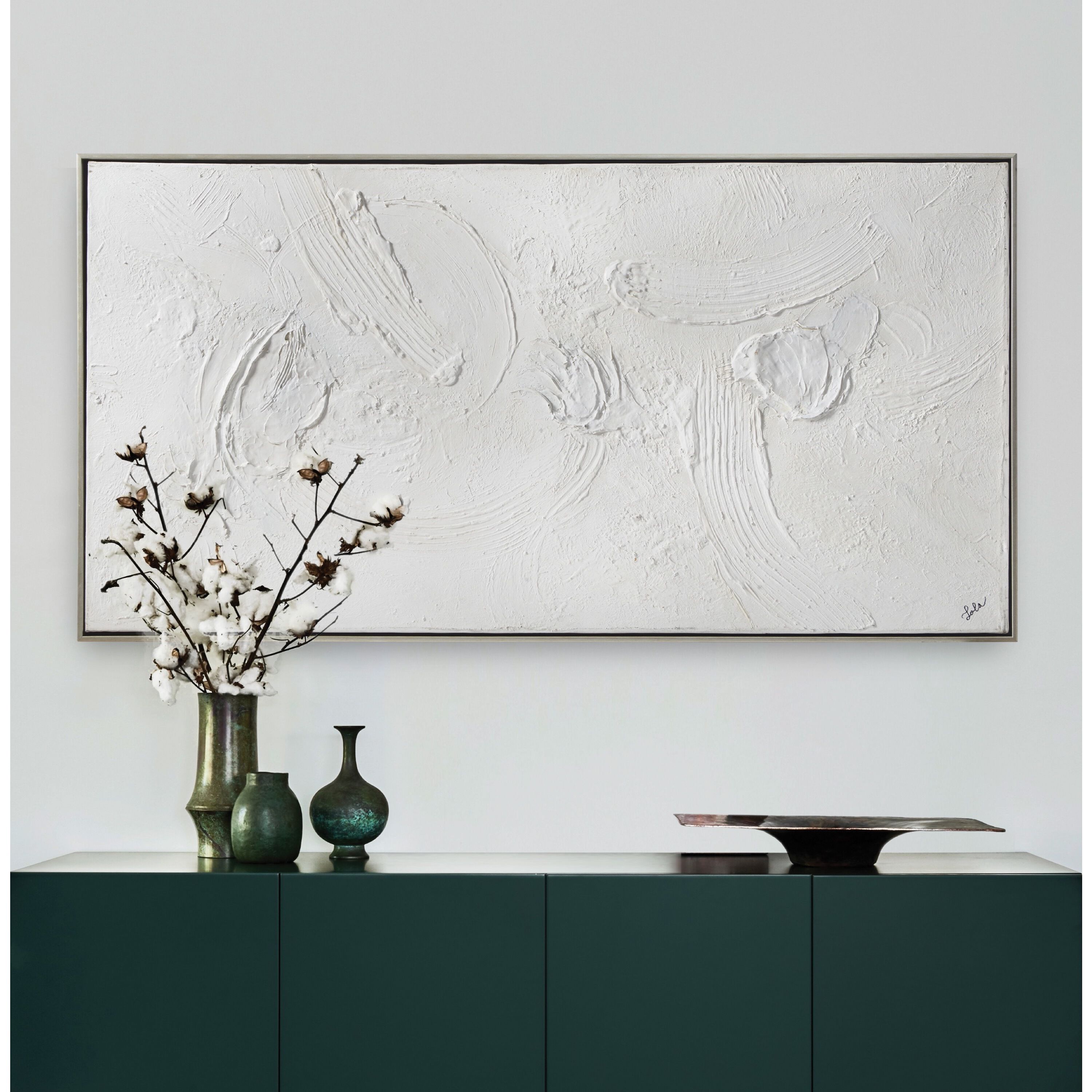 Yanno Silver/White Canvas Art