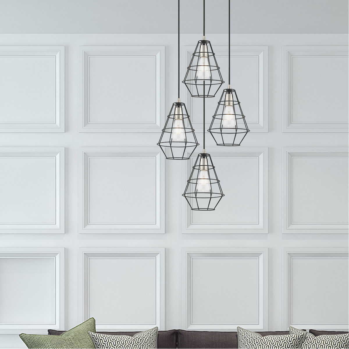 Geometric 1 Light 8 inch Black Mini Pendant Ceiling Light