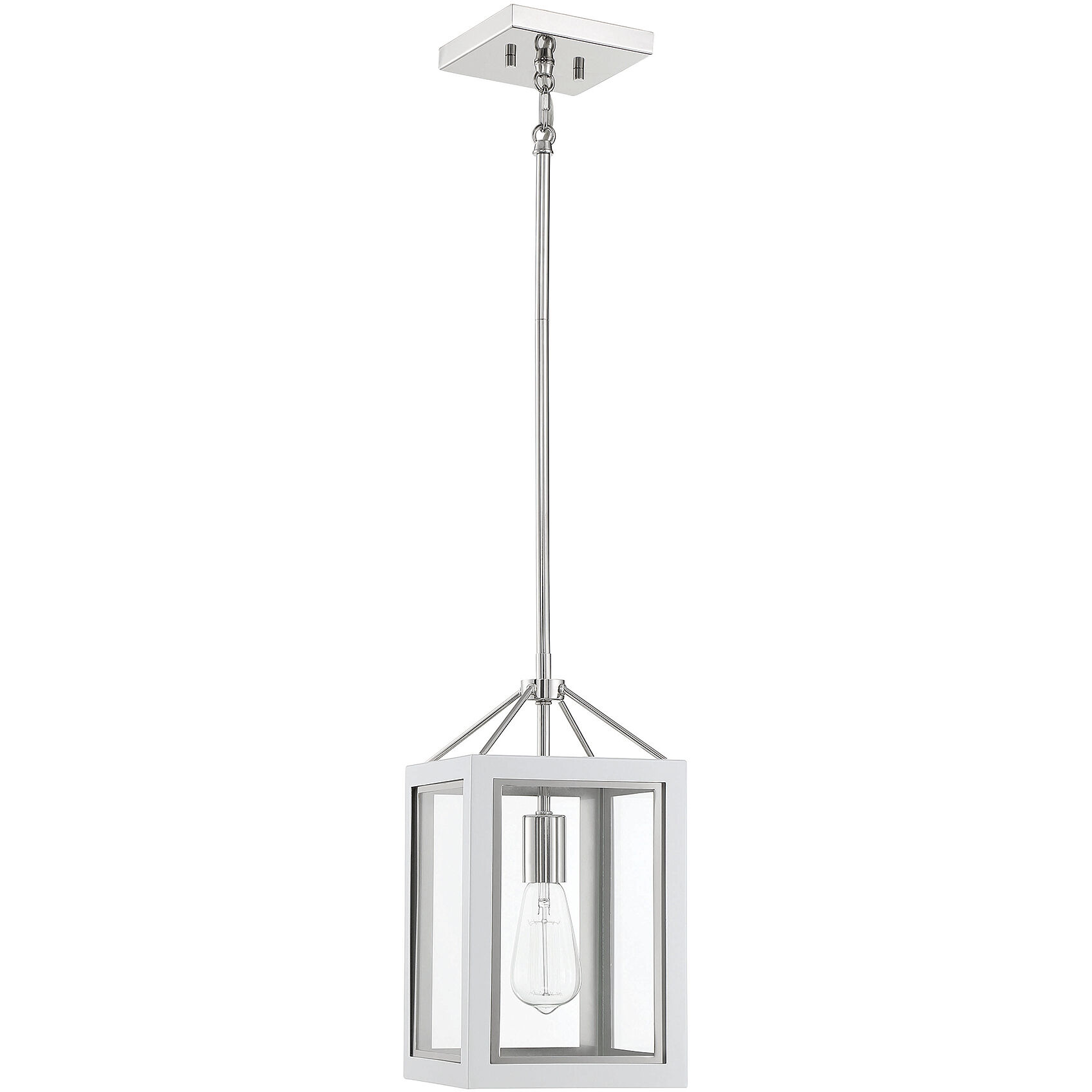 Champlin 1 Light 8 inch White with Polished Nickel Acccents Pendant Ceiling Light in White/Polished Nickel