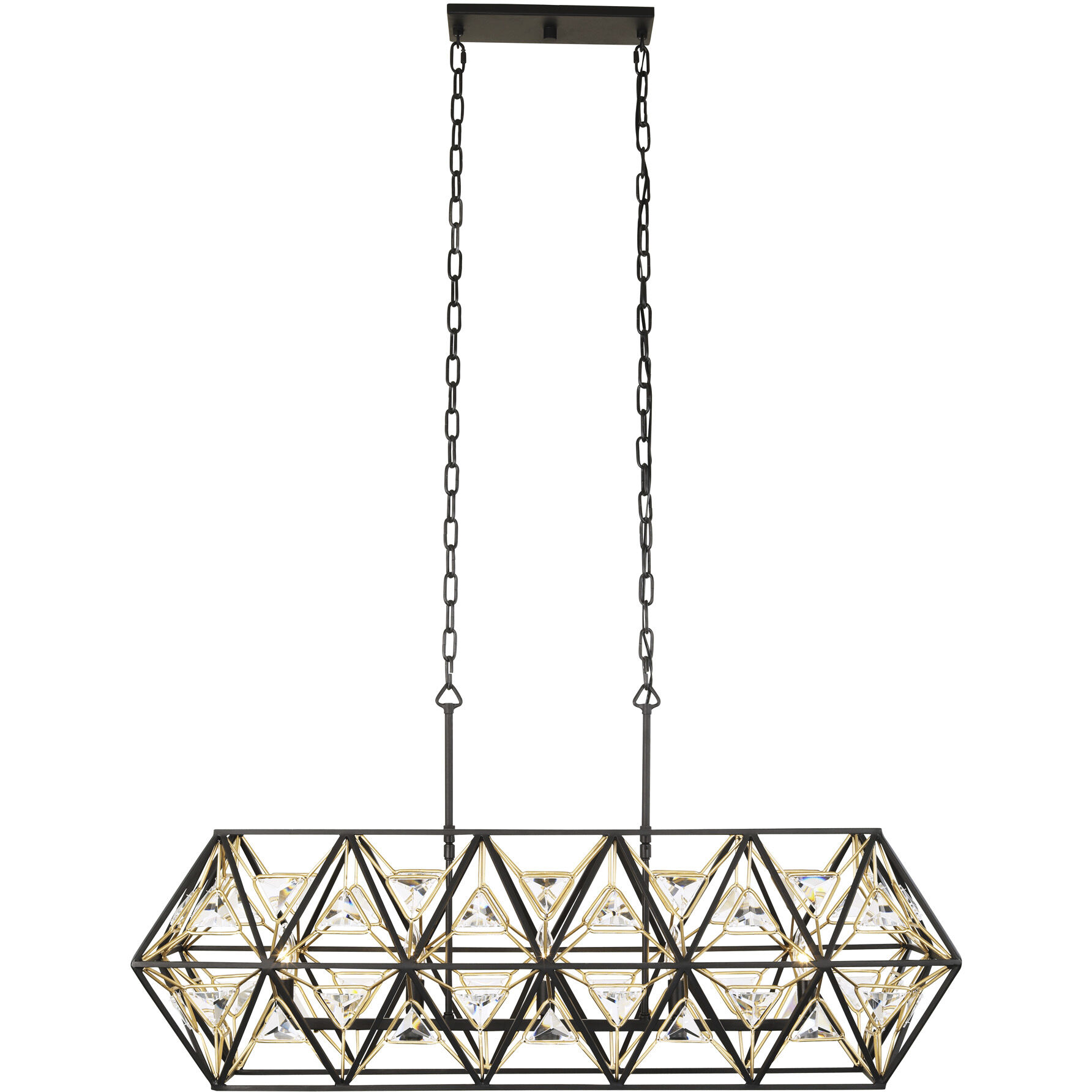 Marcia 5 Light 42 inch Matte Black and French Gold Linear Pendant Ceiling Light