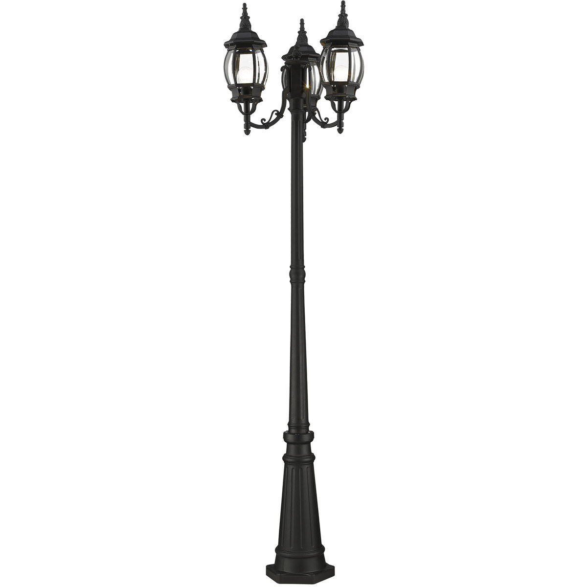 Frontenac 3 Light 84 inch Textured Black Outdoor Post Light