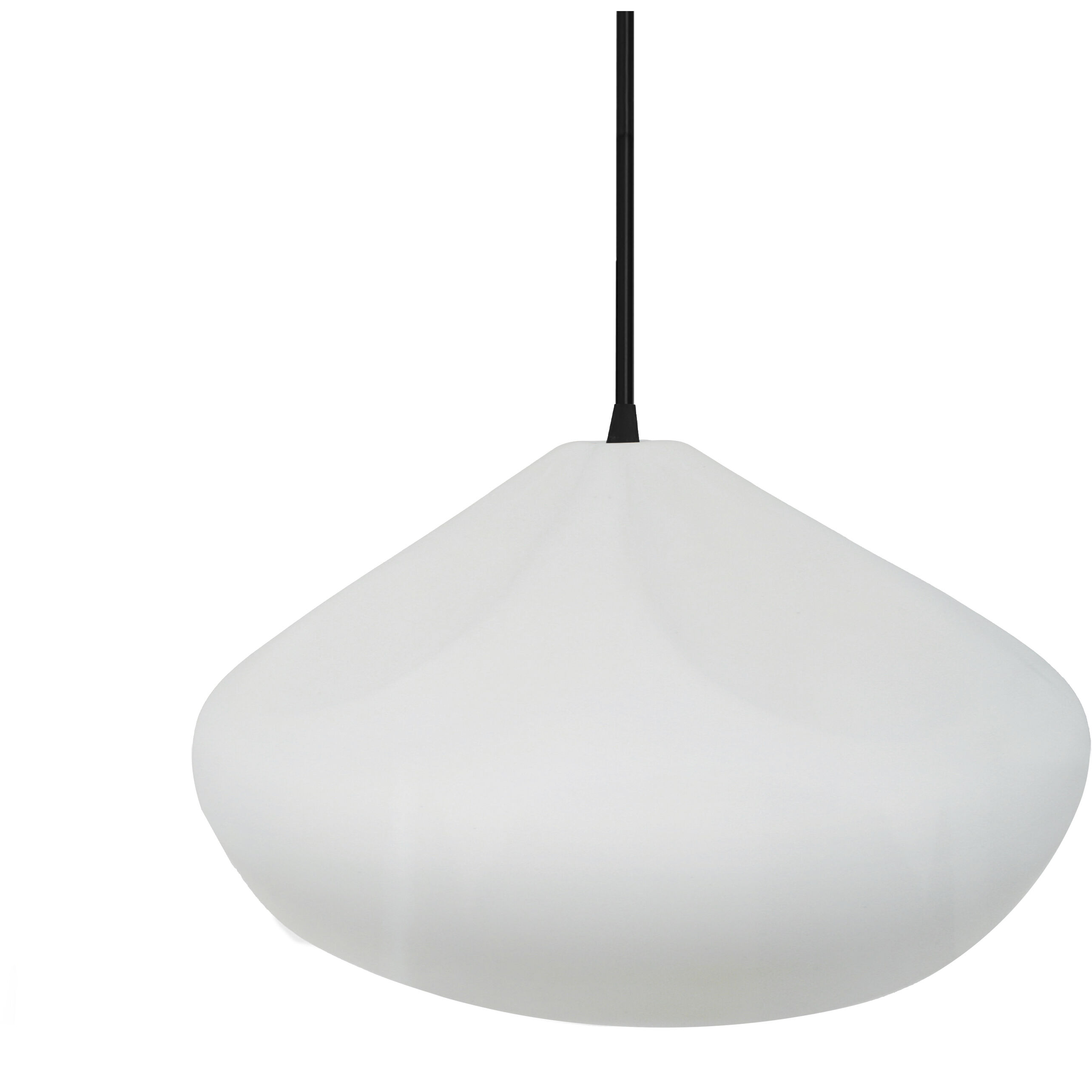 Radiance Collection - Crease Pendant Ceiling Light in Matte Black, Dedicated LED, Black Cord, Gloss White (outside and inside of fixture), 15.25W x 6.5H, Form+Finish+Function