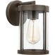 Luning 1 Light 10 inch Antique Bronze Outdoor Wall Lantern in Incandescent, Clear Glass, Small