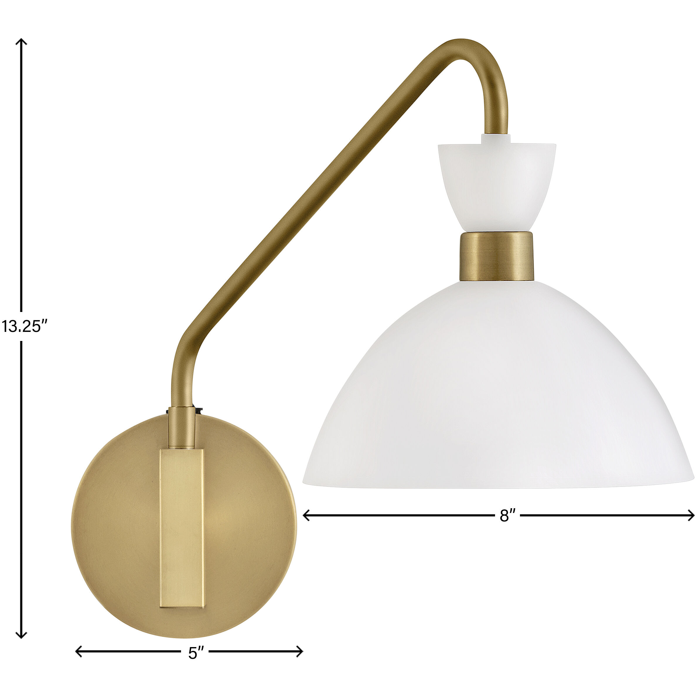 Simon LED 8 inch Matte White with Heritage Brass accents Sconce Wall Light
