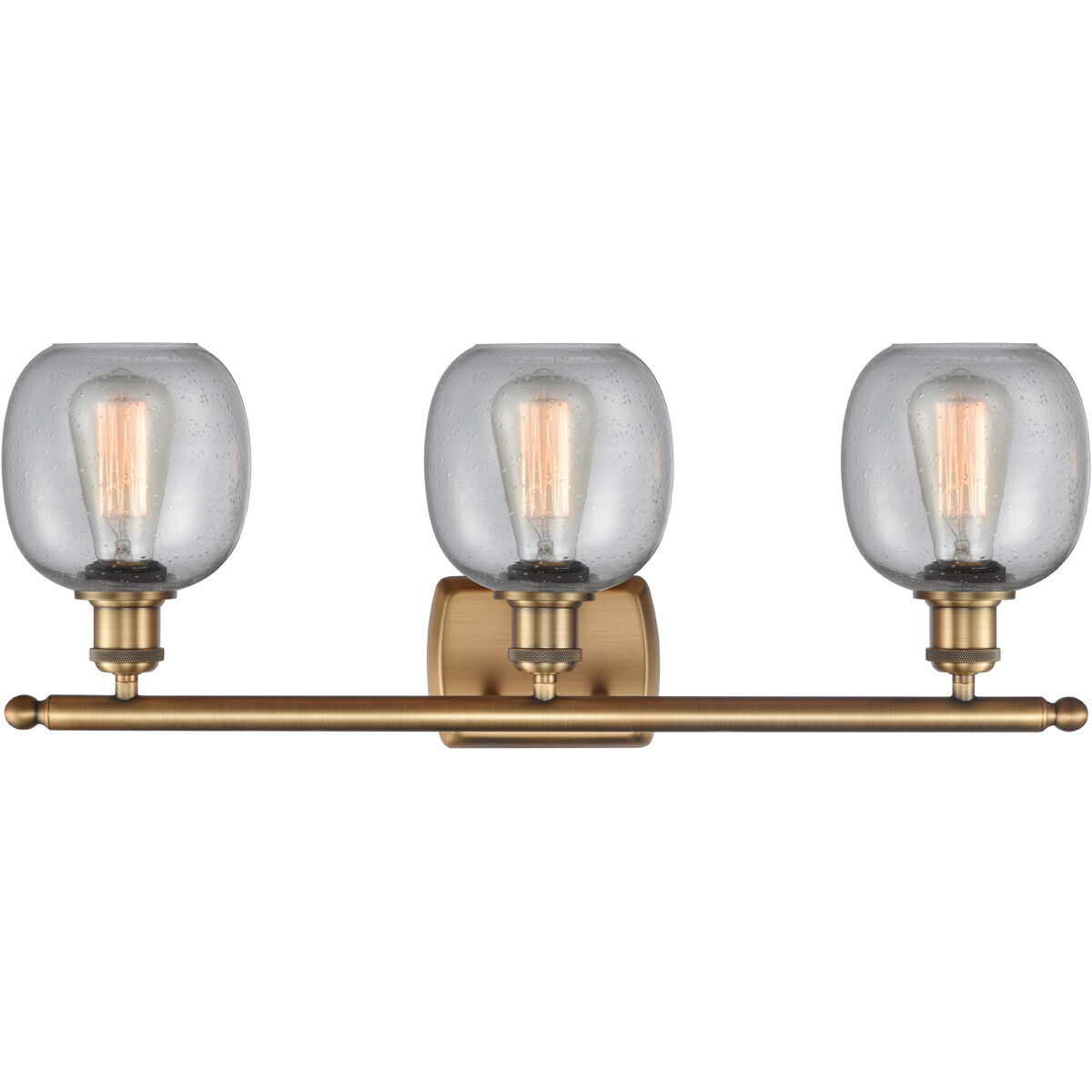 Ballston Belfast 3 Light 26 inch Brushed Brass Bath Vanity Light Wall Light in Seedy Glass, Ballston