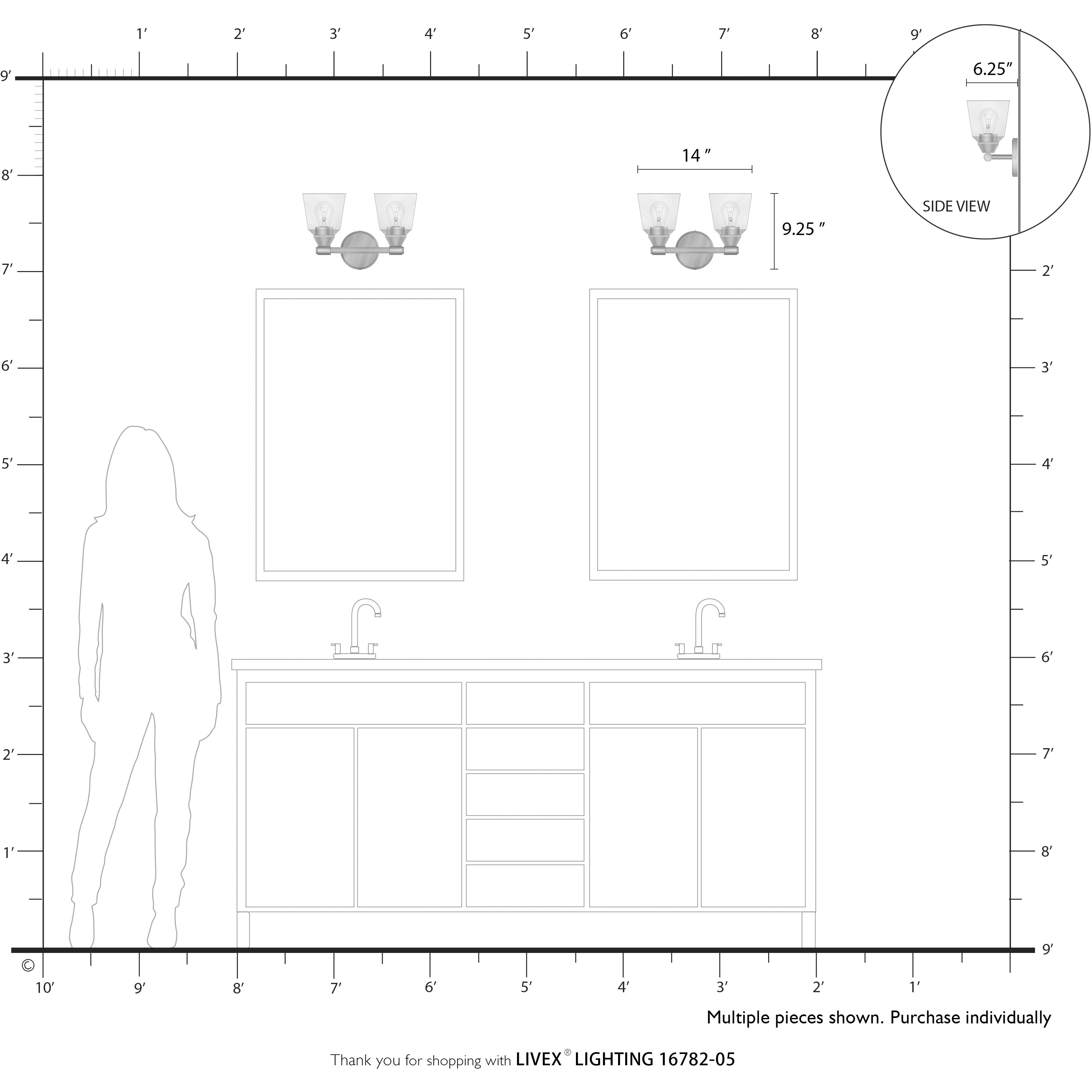Catania 2 Light 14 inch Polished Chrome Vanity Sconce Wall Light