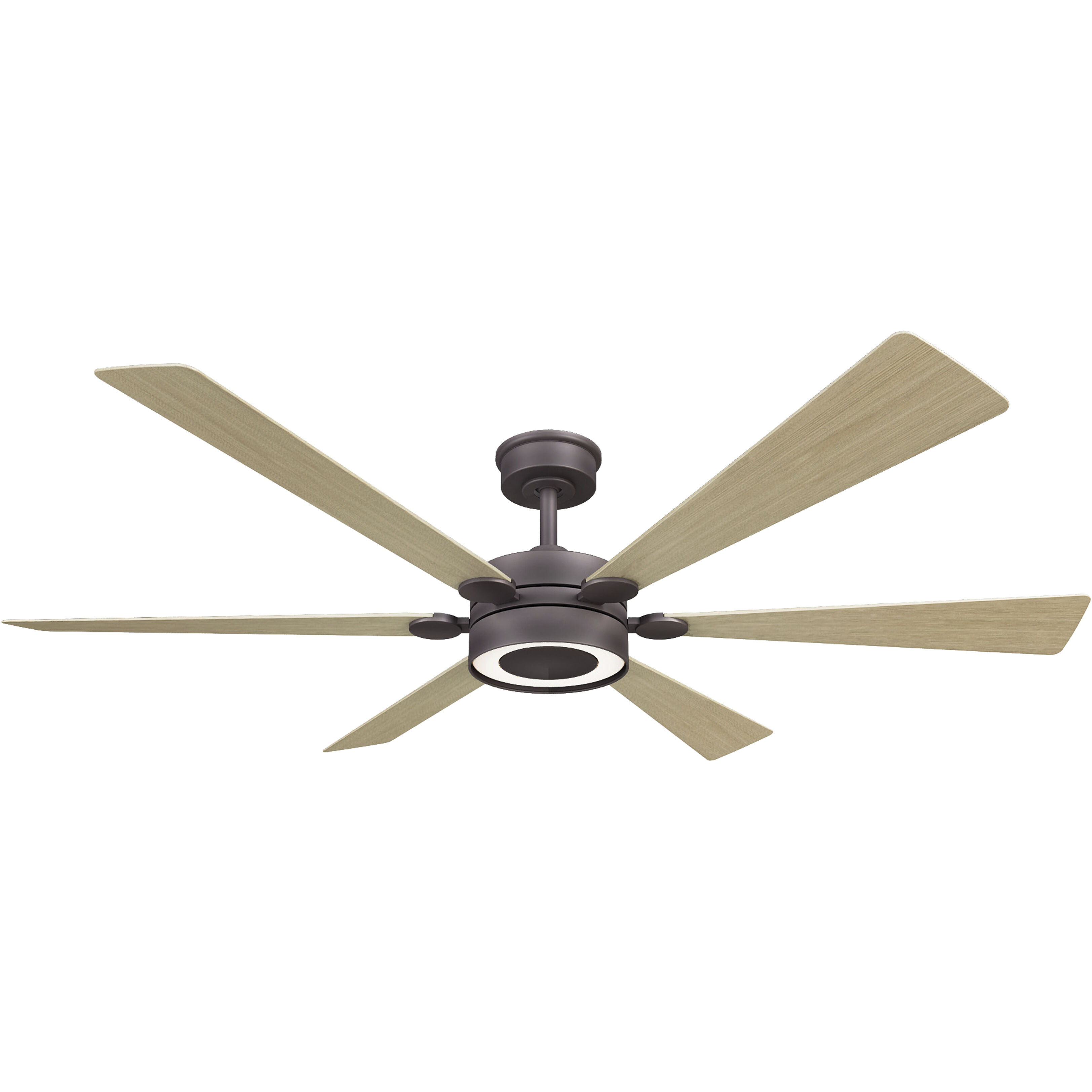 Brenix 60 inch Dark Bronze with White Oak Blades Smart Ceiling Fan