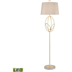Morely 64 inch 9.00 watt Gold Leaf with White Floor Lamp Portable Light