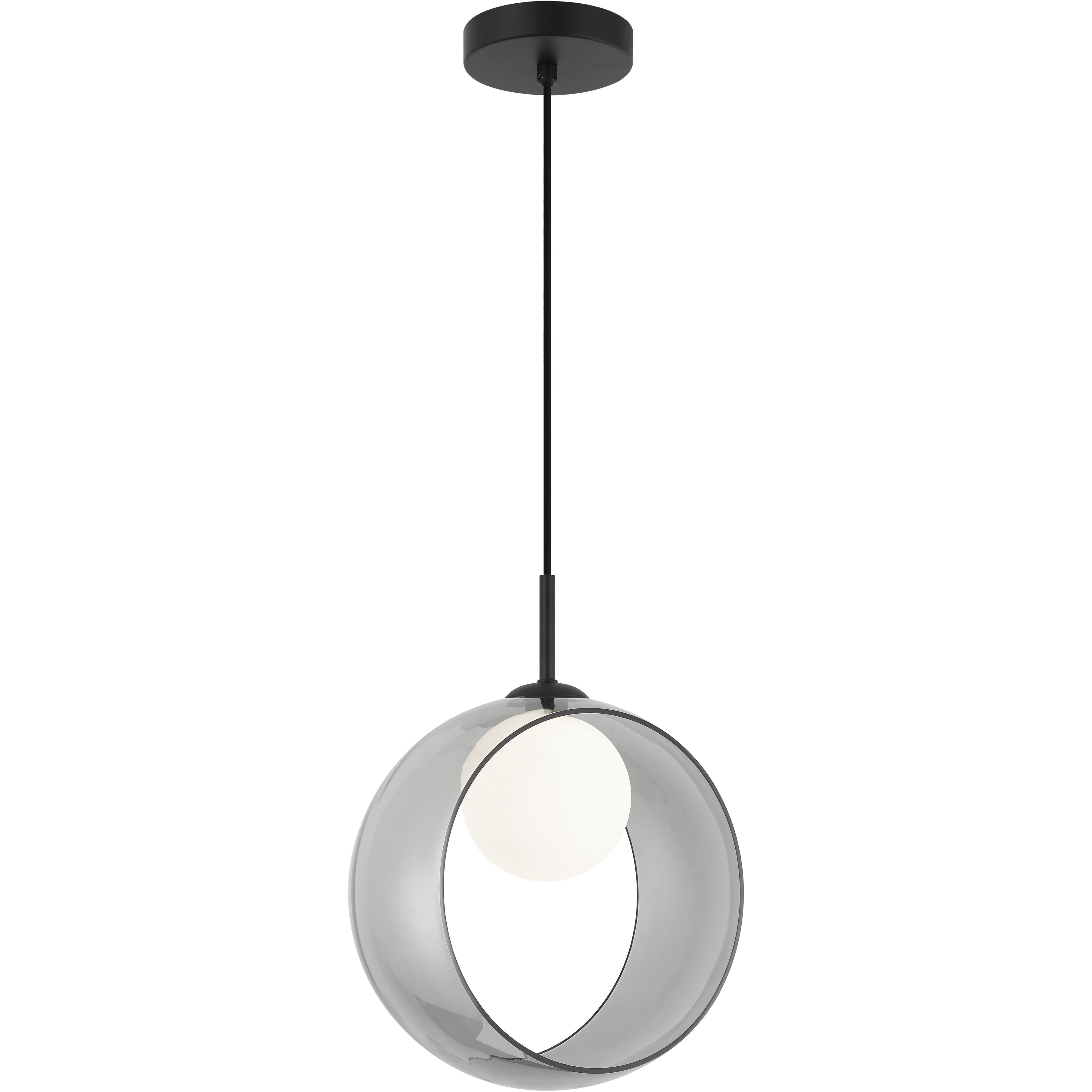 Delcia LED 11 inch Black Pendant Ceiling Light in Black and Smoke
