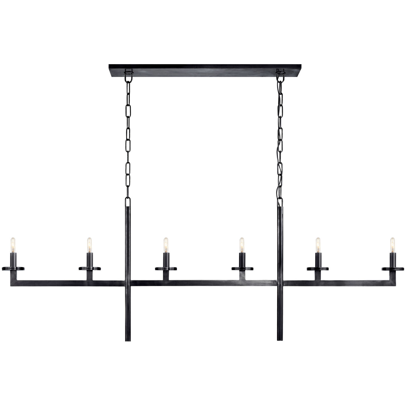 Kelly Wearstler Liaison 6 Light 62 inch Bronze Linear Chandelier Ceiling Light in (None), Large