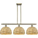 Woven Rattan Island Light Ceiling Light in Antique Brass