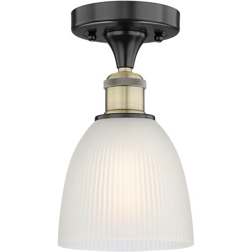 Castile 1 Light 6 inch Black Antique Brass Flush Mount Ceiling Light in White
