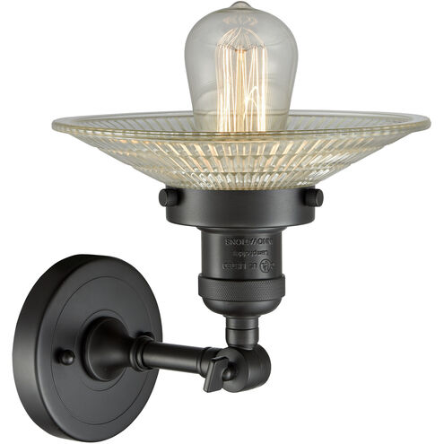 Franklin Restoration Halophane 1 Light 9 inch Oil Rubbed Bronze Sconce Wall Light in Clear Halophane Glass, Franklin Restoration