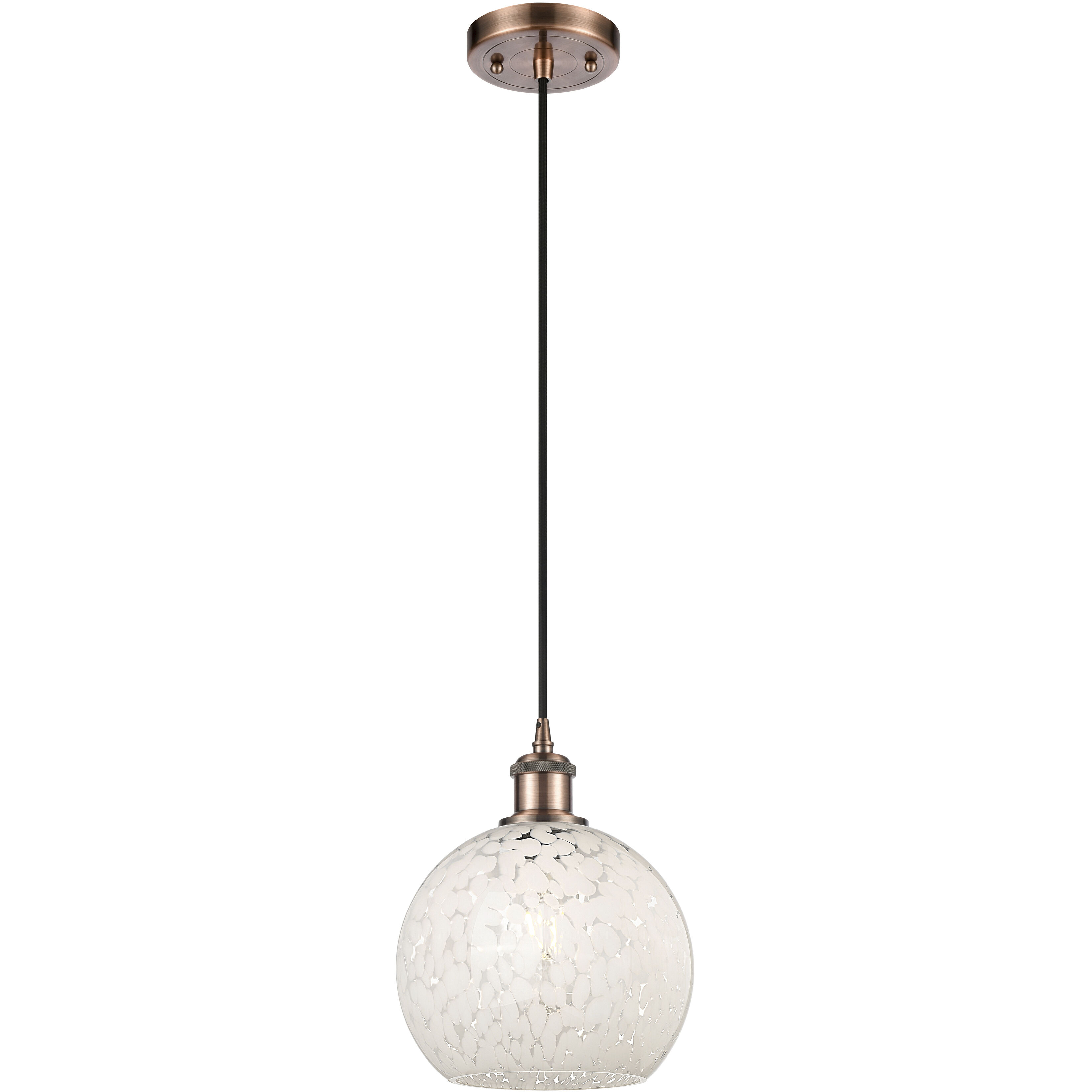 Ballston White Mouchette 1 Light 8 inch Antique Copper Cord Hung Mini Pendant Ceiling Light
