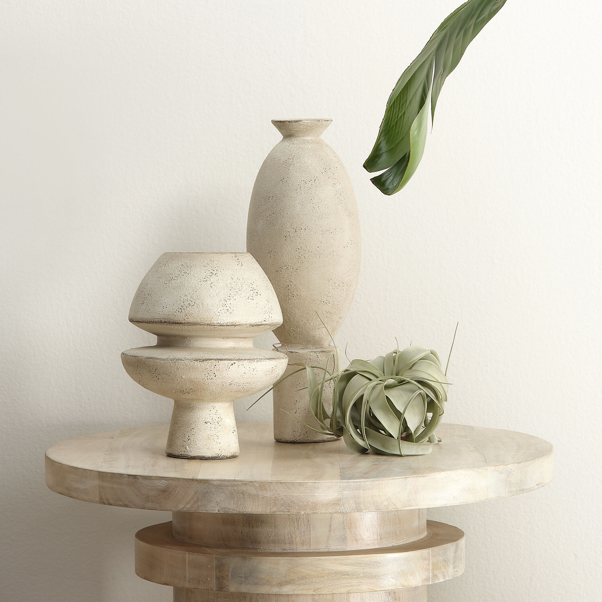 Elevated 15.75 X 6 inch Decorative Vase in Off White Ceramic