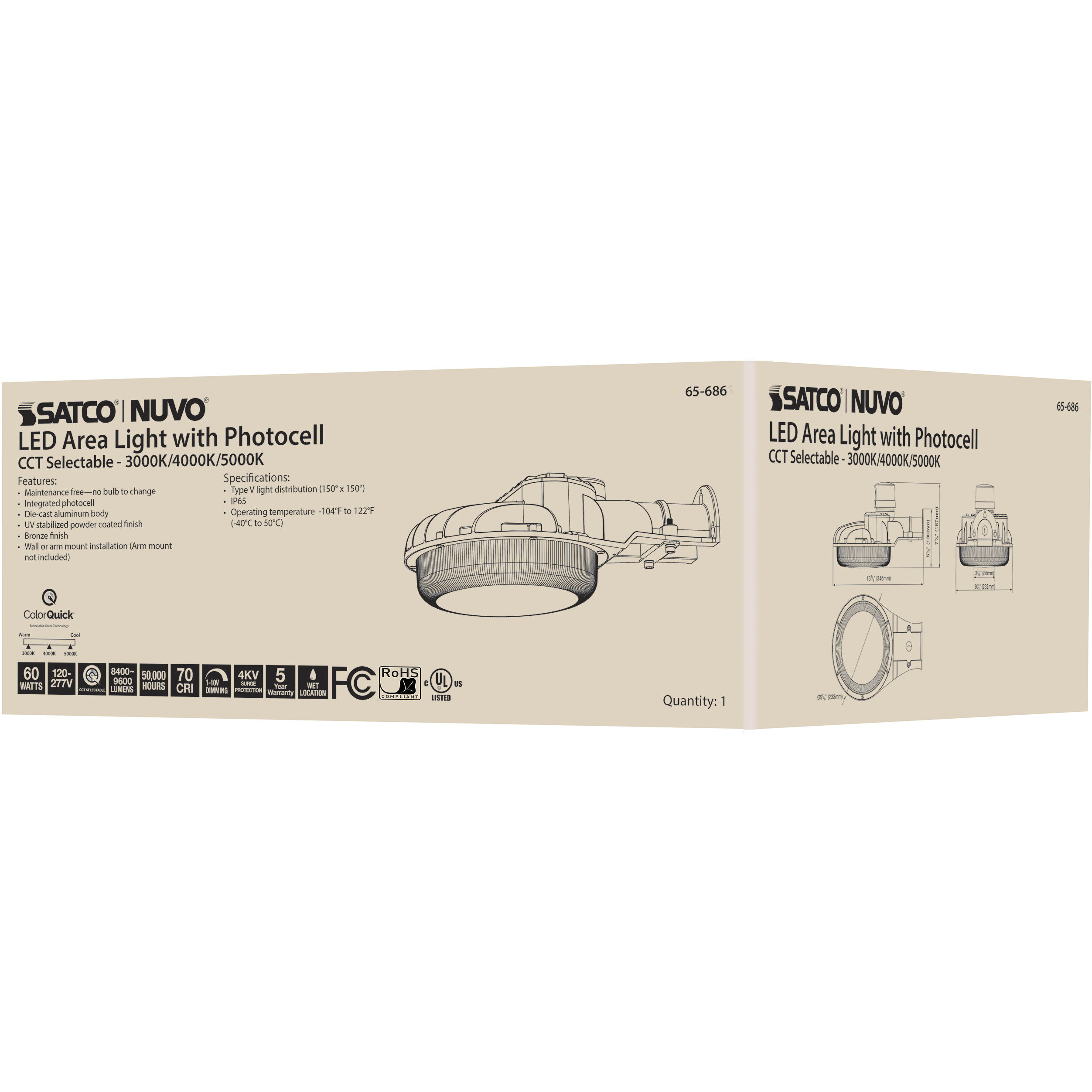 Brentwood LED 7 inch Bronze Outdoor Area Light