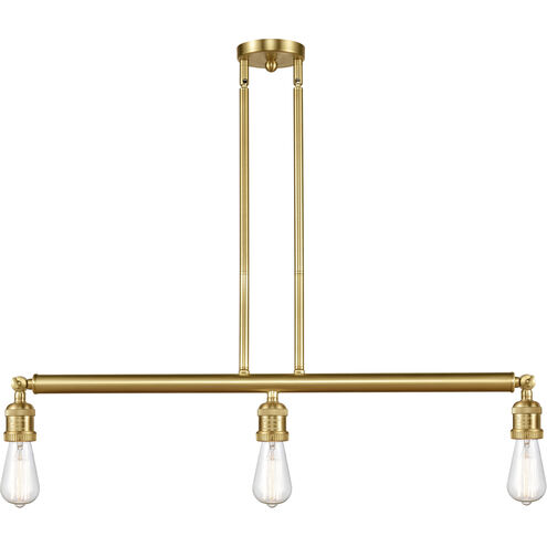 Franklin Restoration Bare Bulb 3 Light 38 inch Satin Gold Island Light Ceiling Light