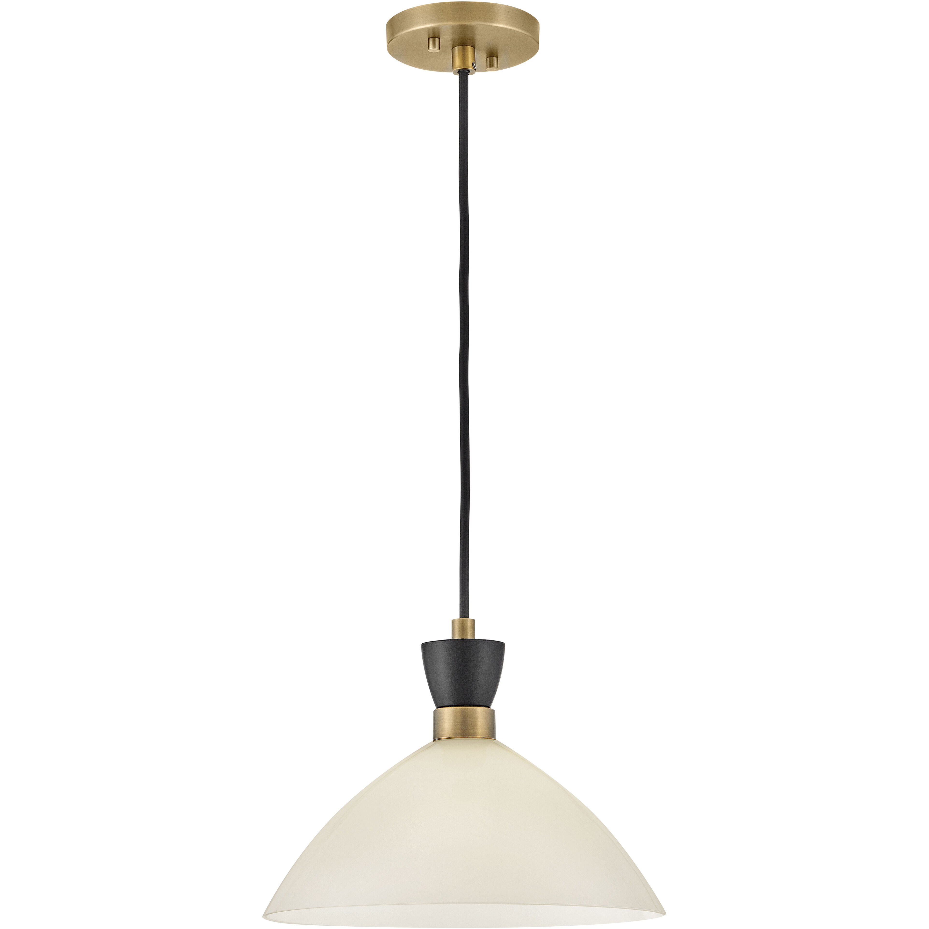 Simon 1 Light 13 inch Black with Heritage Brass Pendant Ceiling Light in Cased Opal