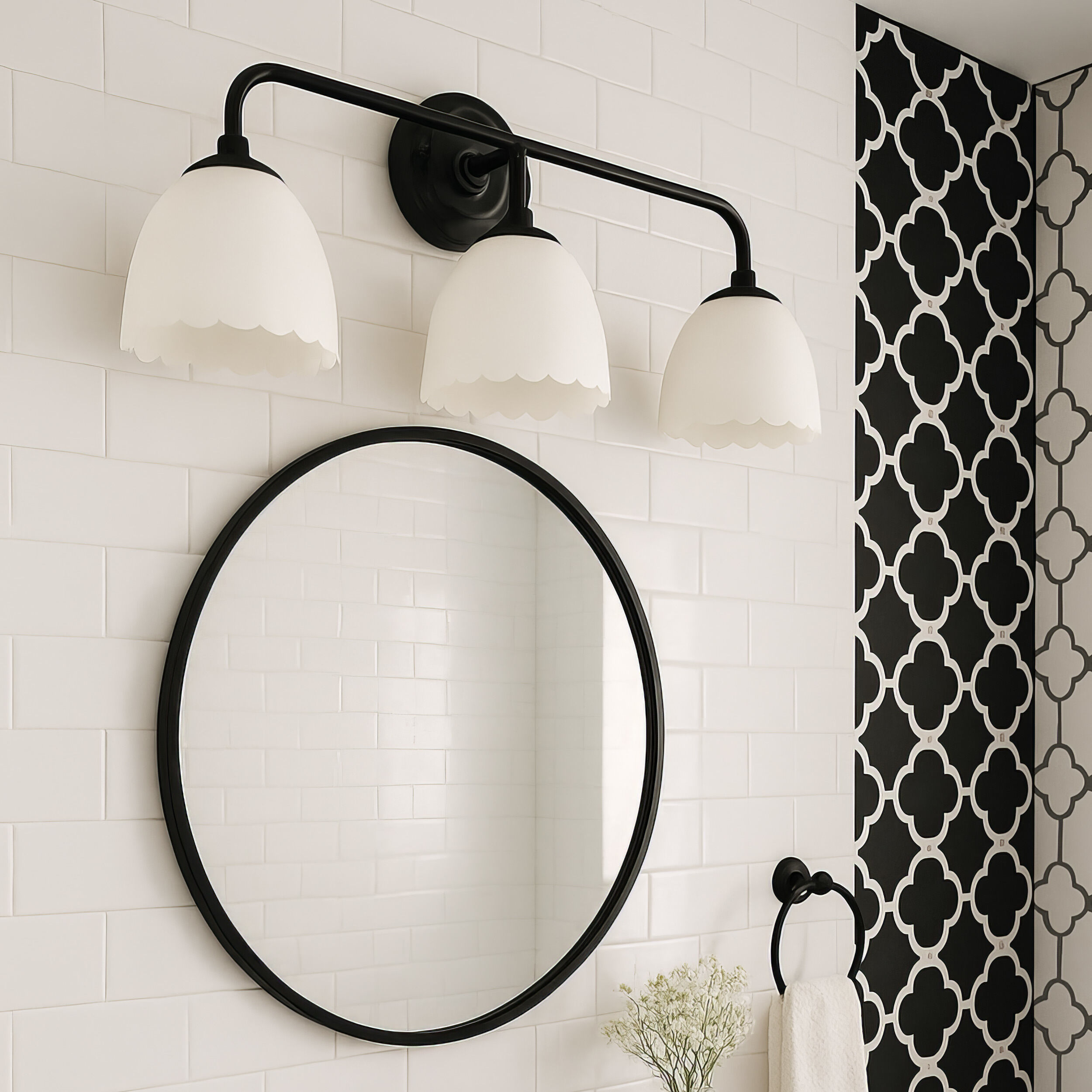 Dorinda Vanity Wall Light in Matte Black