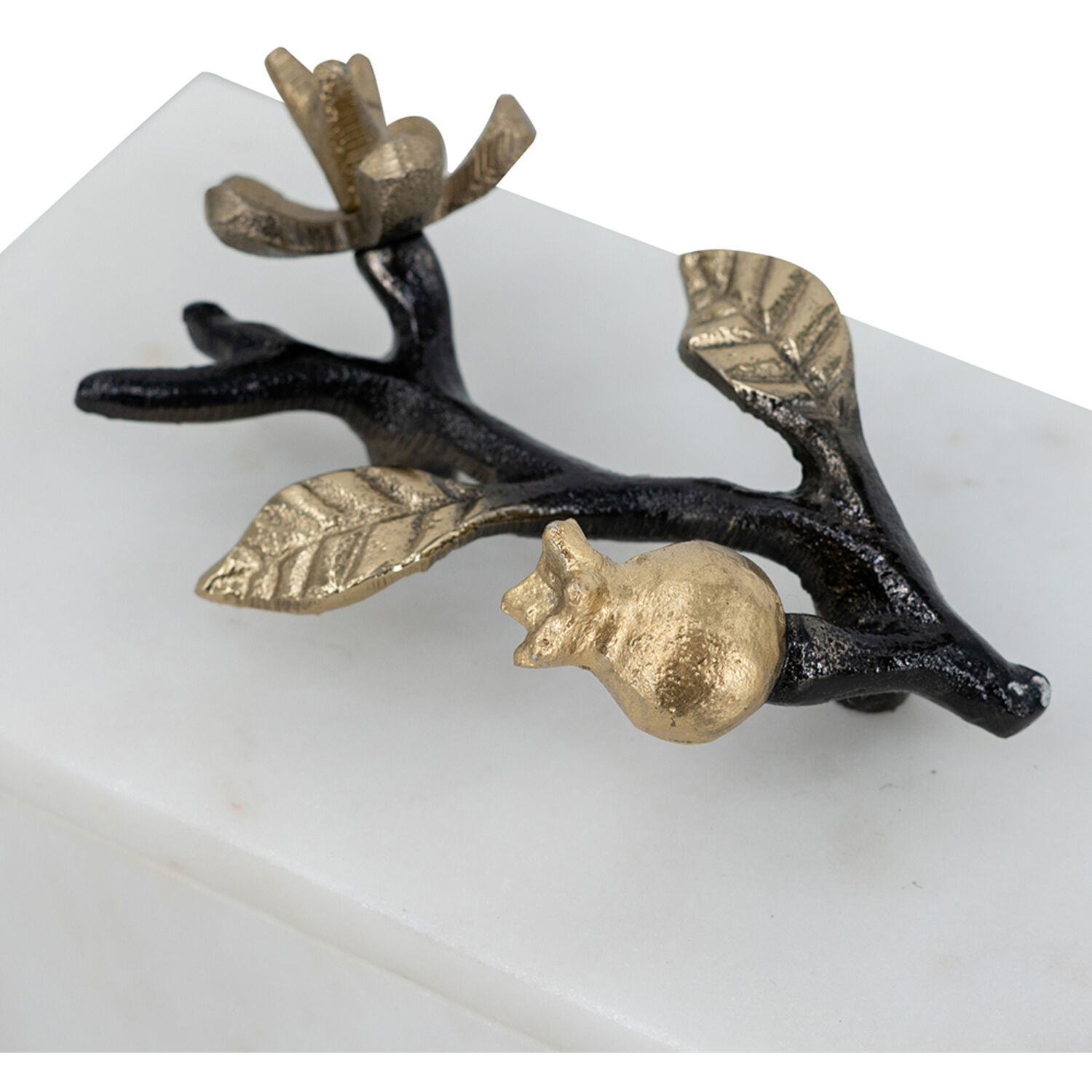 Anita 7.1 inch Natural White and Black and Gold Decorative Storage Box