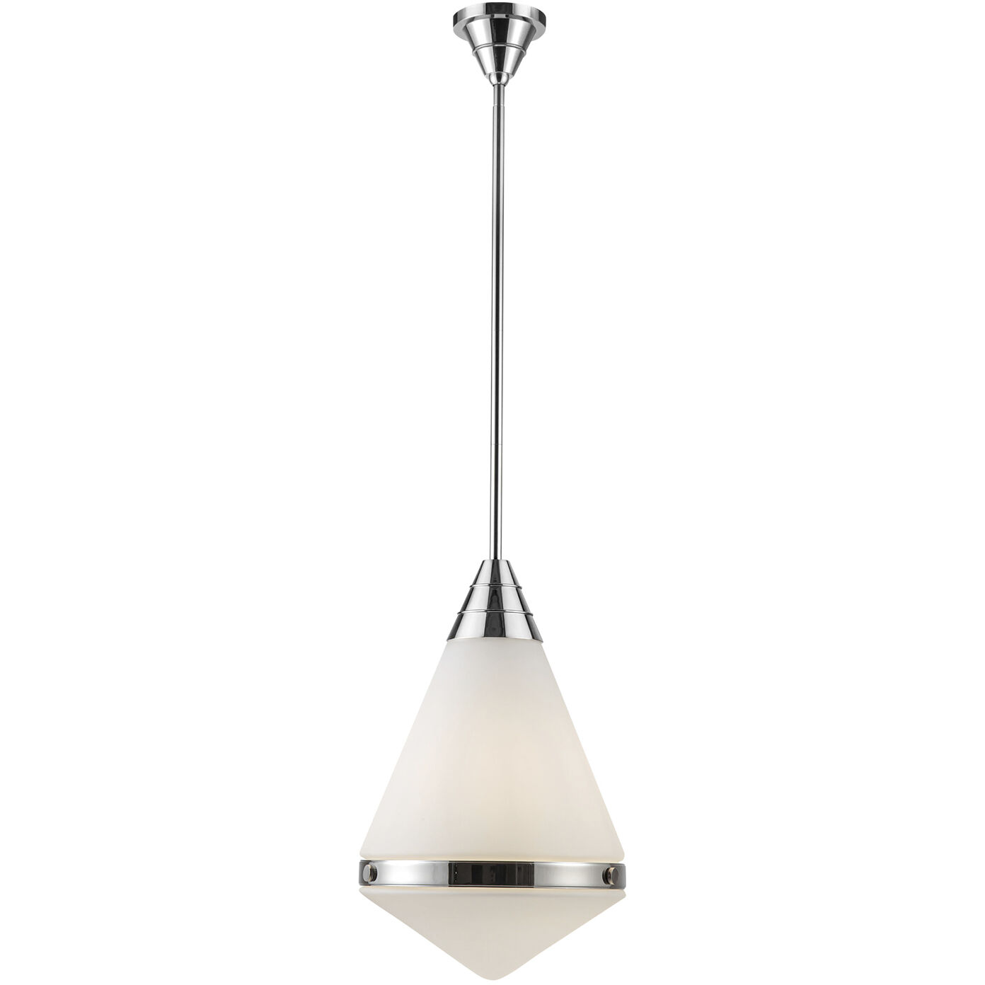 Willard Pendant Ceiling Light in Polished Nickel, Matte Opal Glass