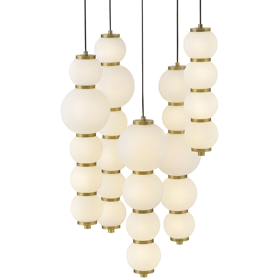 Lisa McDennon Trigo LED 20 inch Lacquered Brass Chandelier Ceiling Light, Multi Tier