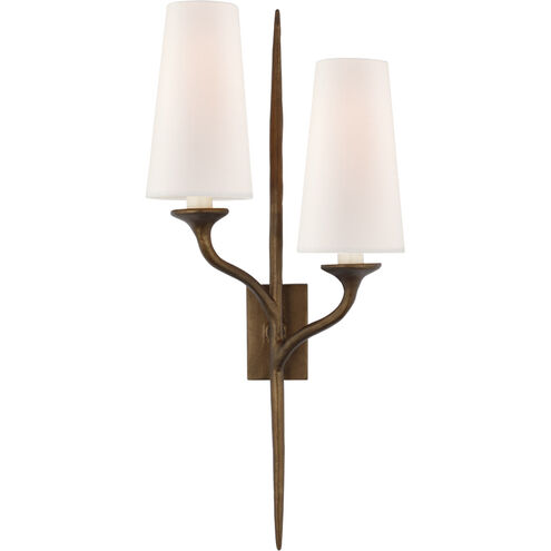 Visual Comfort Signature Collection Julie Neill Iberia 2 Light 11 inch Antique Bronze Leaf Double Left Sconce Wall Light JN2076ABL-L - Open Box