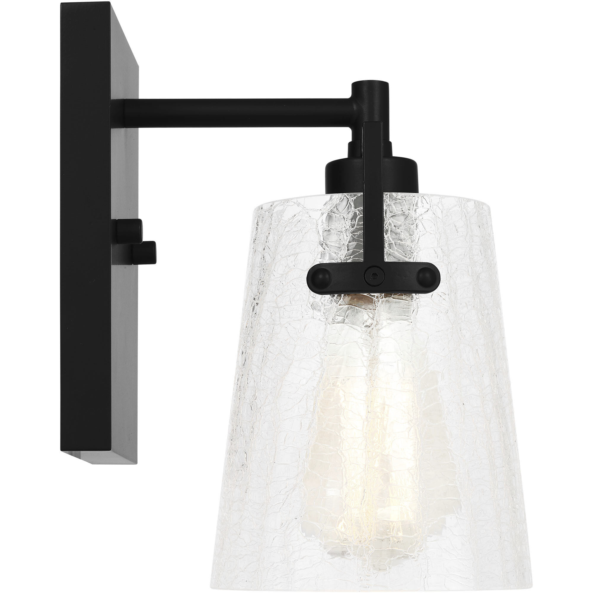Drew & Jonathan Crofton 1 Light 5.25 inch Midnight Black Sconce Wall Light in Clear Crackle Glass, Small