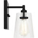Drew & Jonathan Crofton 1 Light 5.25 inch Midnight Black Sconce Wall Light in Clear Crackle Glass, Small