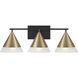 Avant 3 Light 26 inch Aged Brass and Black Vanity Light Wall Light