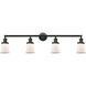 Franklin Restoration Small Canton 4 Light 42 inch Matte Black Bath Vanity Light Wall Light in Matte White Glass, Franklin Restoration