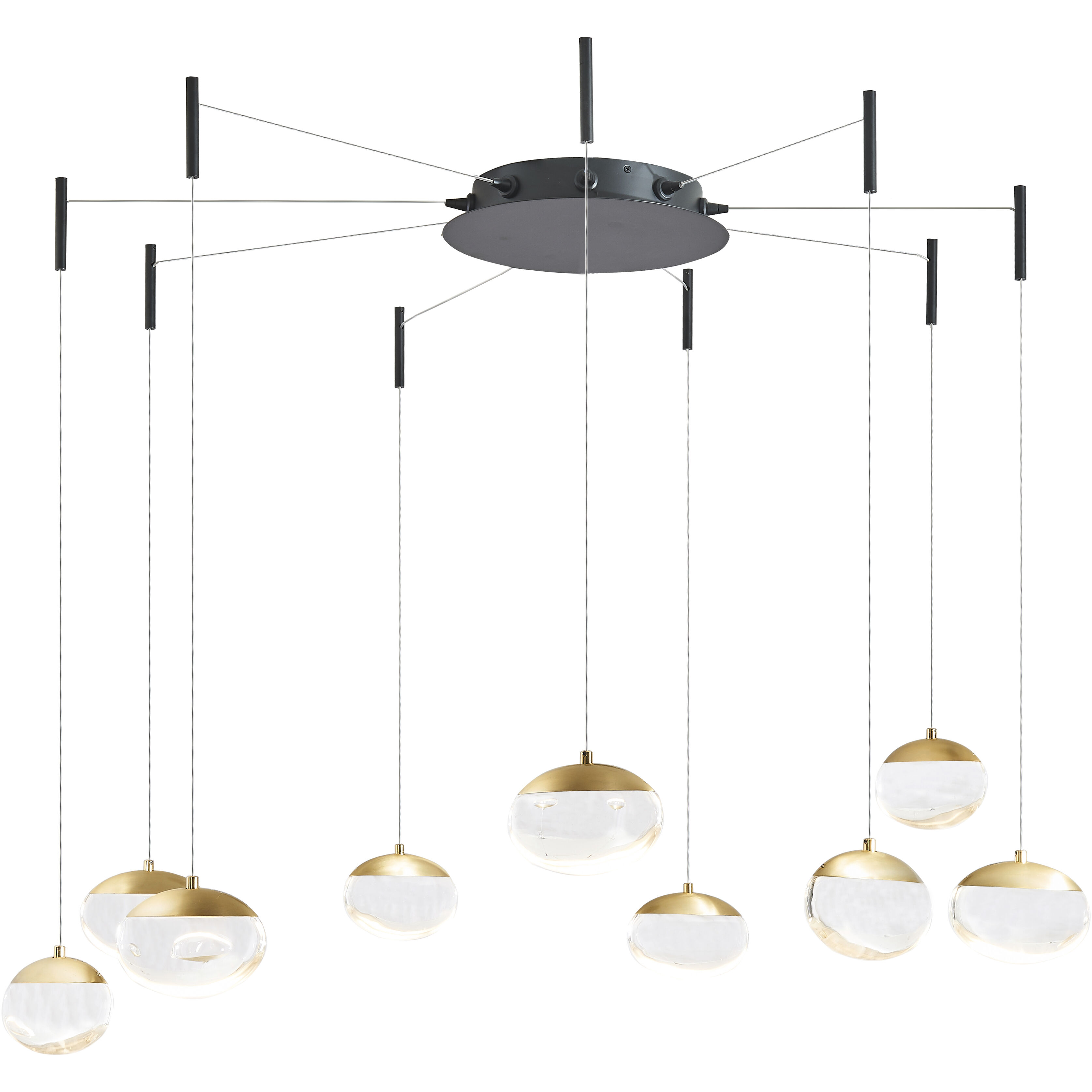 Athena LED 12.2 inch Matte Black and Brushed Brass Pendant Ceiling Light