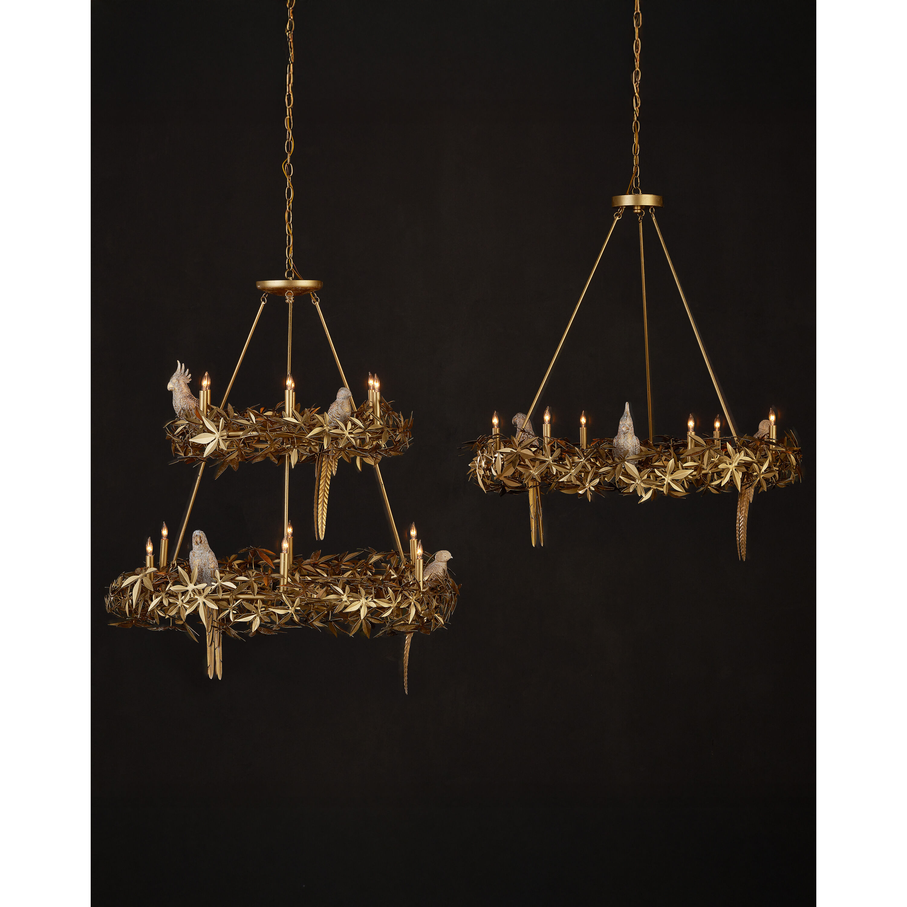 Aviary 12 Light 43.25 inch Swedish Gold Two-Tier Chandelier Ceiling Light