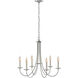 Simple Sweep 6 Light 26 inch Vintage Platinum Chandelier Ceiling Light