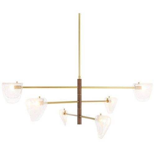 Hockless 6 Light 52 inch Antique Brass and Walnut Chandelier Ceiling Light