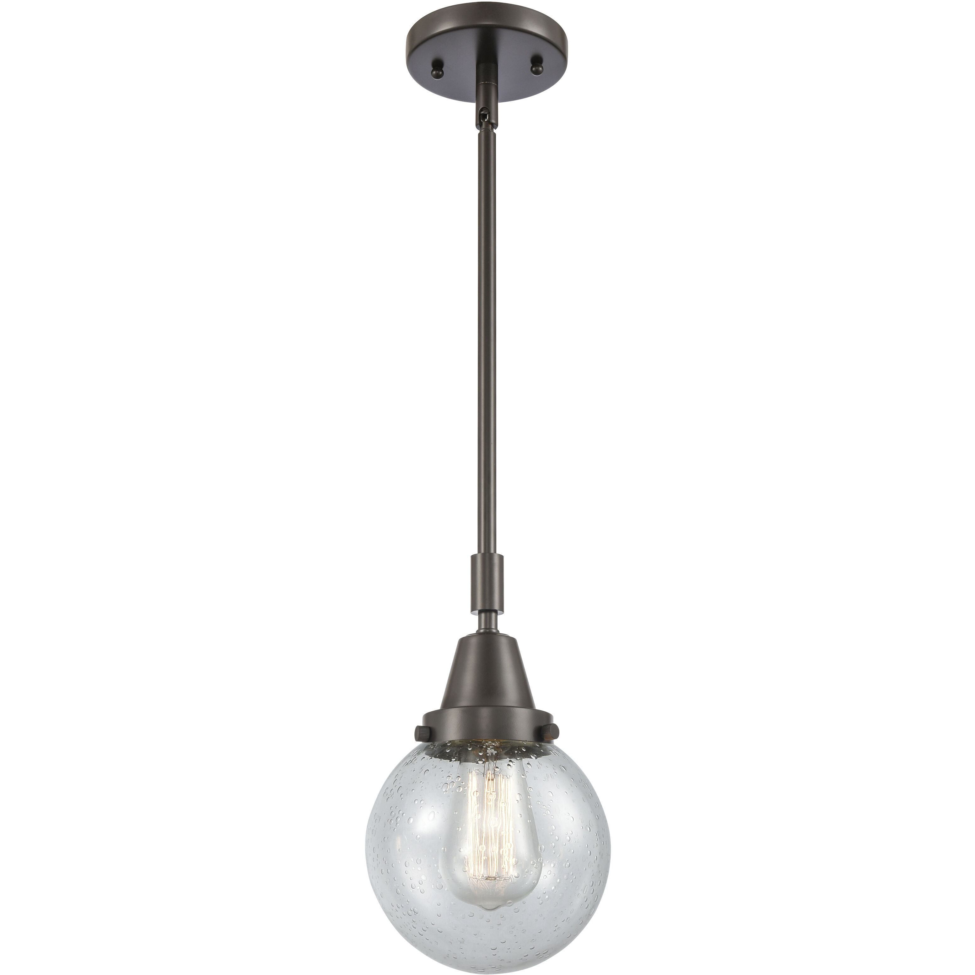 Beacon 1 Light 6 inch Oil Rubbed Bronze Mini Pendant Ceiling Light in Seedy Glass