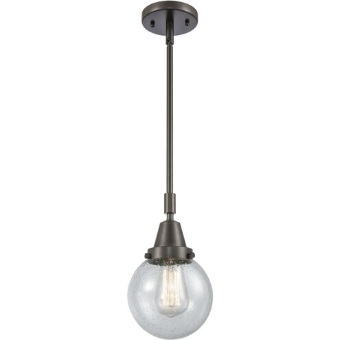 Franklin Restoration Beacon LED 6 inch Oil Rubbed Bronze Mini Pendant Ceiling Light in Seedy Glass