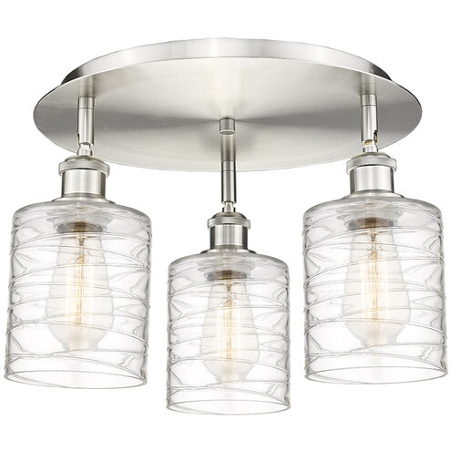Cobbleskill 3 Light 17.75 inch Satin Nickel Flush Mount Ceiling Light