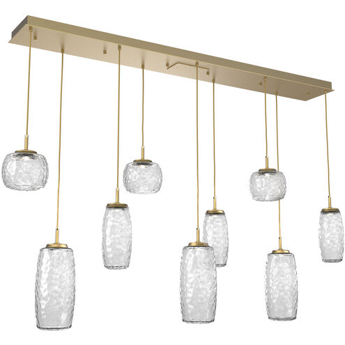 Vessel LED Gilded Brass Linear Multi-Pendant Ceiling Light in Clear, 2700K LED